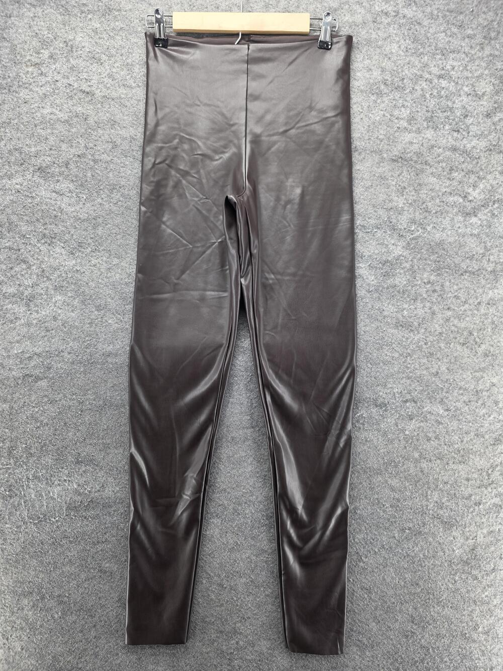 Joie Leggings Womens M Brown Ankle Polyurethane Polyester Spandex Elastic Waist